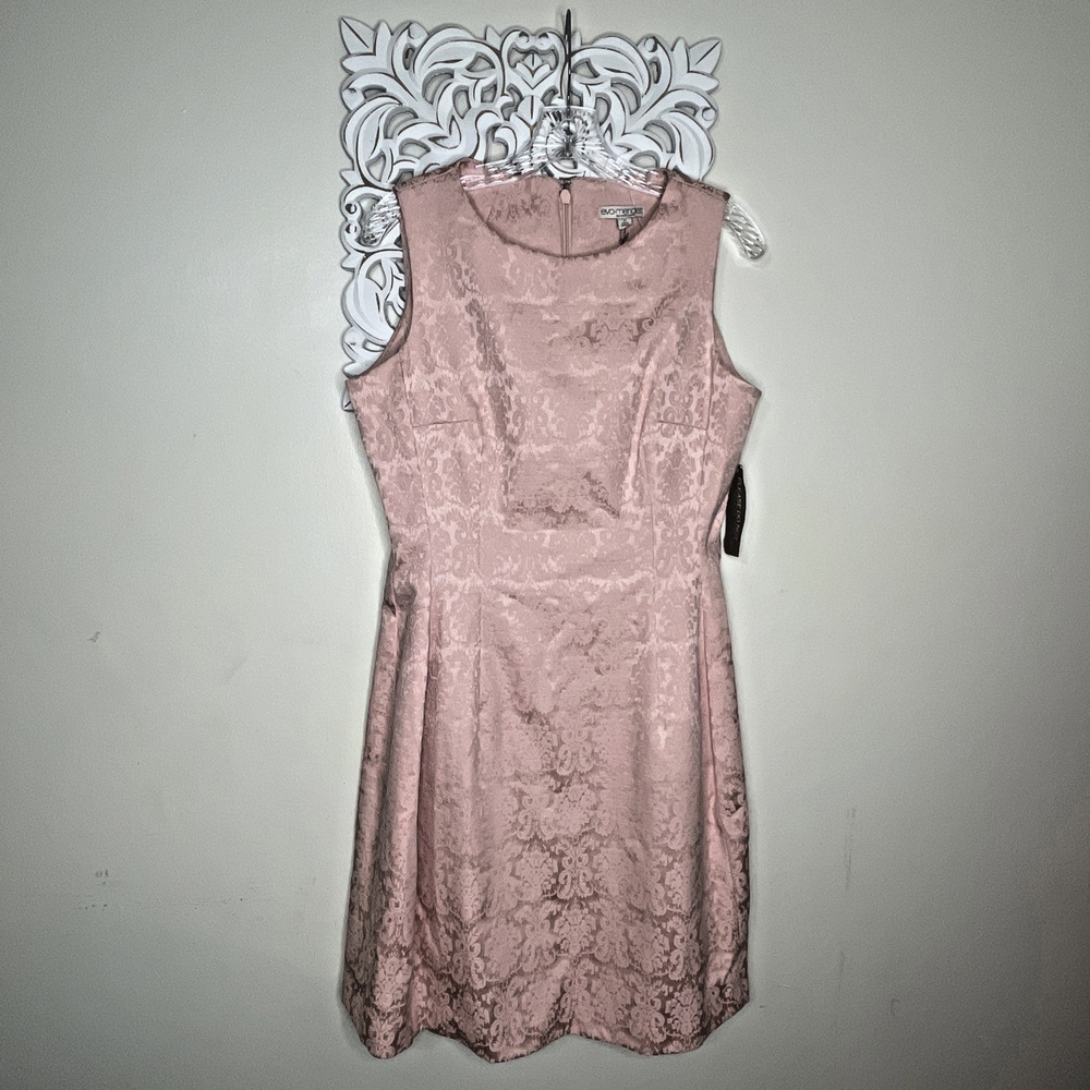 EVA MENDES New York & Co size 10 Sleeveless Damask DRESS Lined Stretch PINK NWT